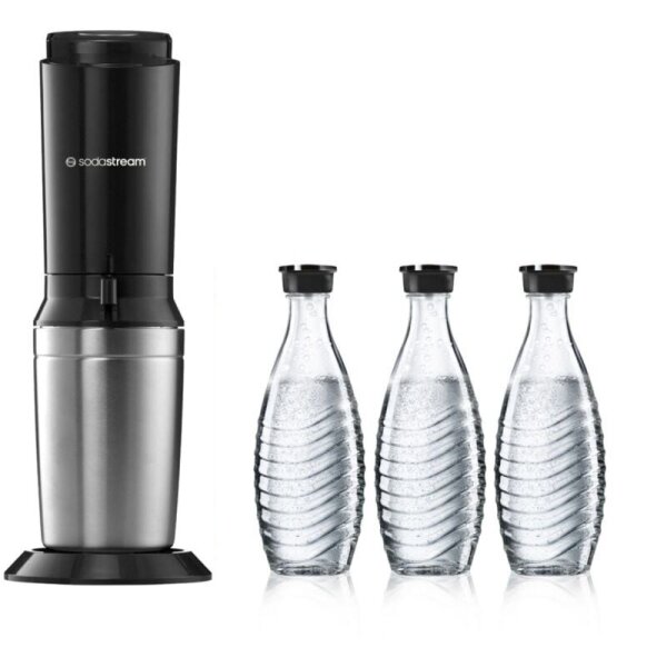 SodaStream Crystal 3.0 Trinkwassersprudler mit 3 Glaskaraffe als VORTEILSPACK