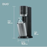 SodaStream Duo Wassersprudler Sprudelmaschine 2 Flaschen 1 Co2 Zylinder Schwarz
