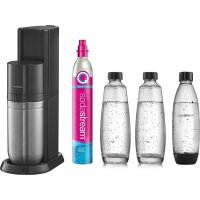 SodaStream Duo Titan Wassersprudler 2 Glasflasche + 1 PET Flasche + CO2-Zylinder
