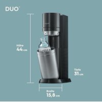SodaStream Duo Titan Wassersprudler 2 Glasflasche + 1 PET Flasche + CO2-Zylinder