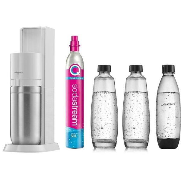 SodaStream Duo Weiss Wassersprudler 2 Glasflasche + 1 PET Flasche + CO2-Zylinder